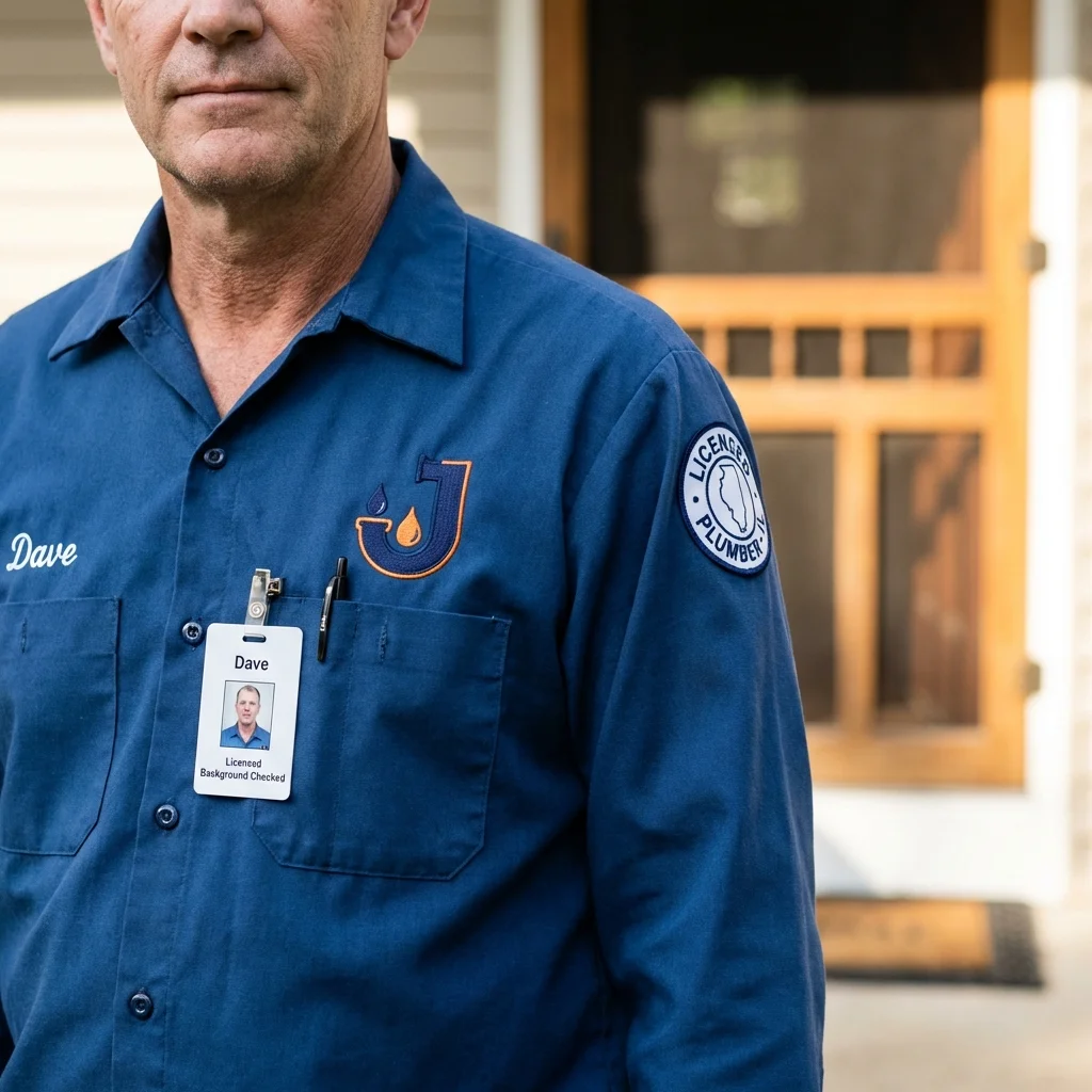 Licensed plumber showing ID badge in Pelahatchie, MS